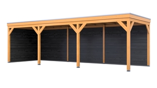 Douglas overkapping, 302 x 864 cm + wanden zwart, Verando, Origin